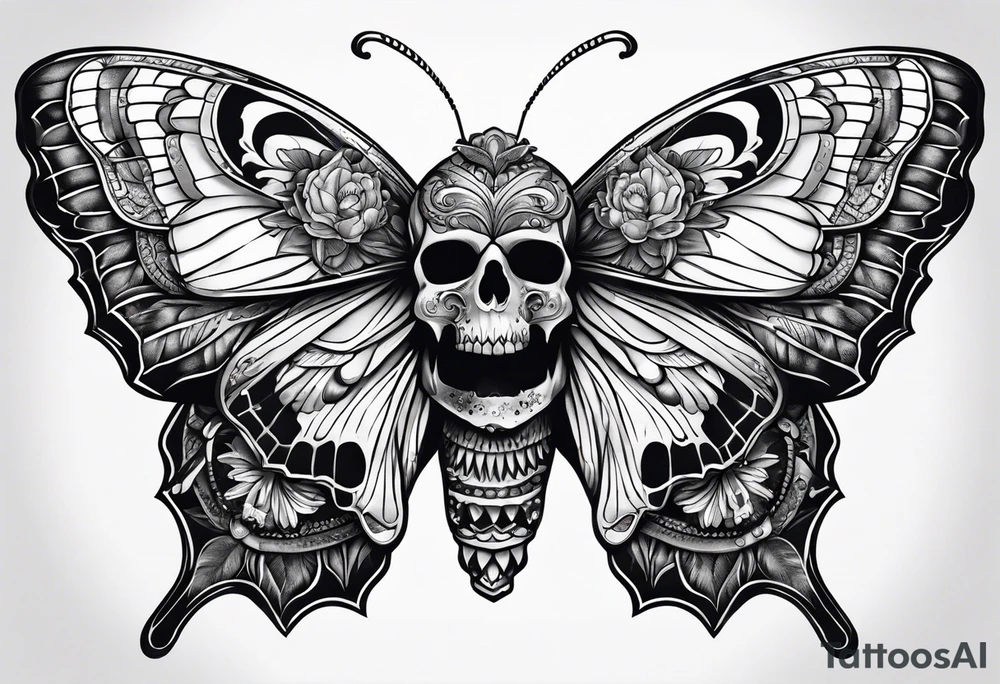Moth with skull tattoo idea