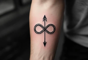 An arrow looping into an infinity symbol tattoo idea