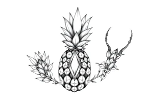 Pineapple,Pubic crown, diamond vagina and anus tattoo idea