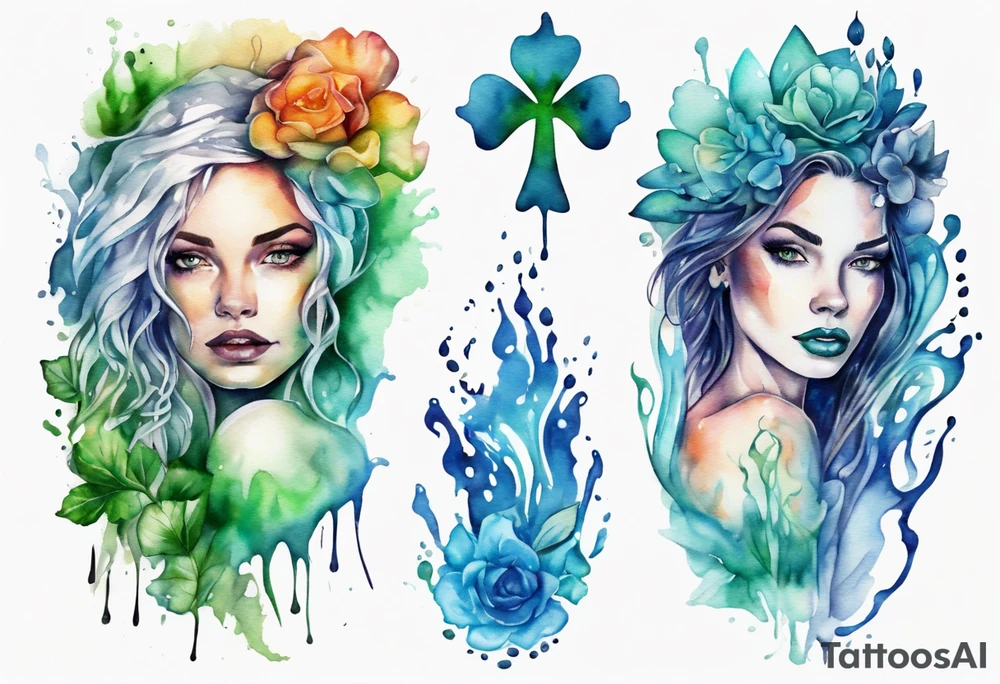 a beautiful woman made out of water tattoo idea