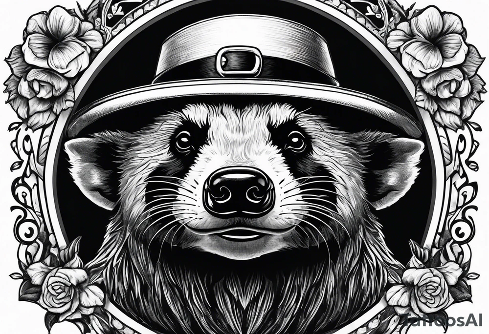 Angry honey badger wearing leprechaun hat tattoo idea