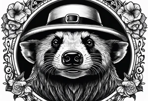 Angry honey badger wearing leprechaun hat tattoo idea