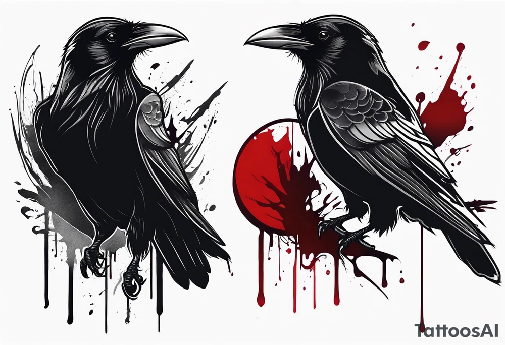 black raven with blood in mouth tattoo idea