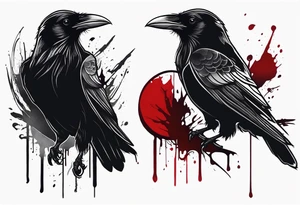 black raven with blood in mouth tattoo idea