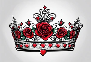 the rose queen's crown with a heart tattoo idea