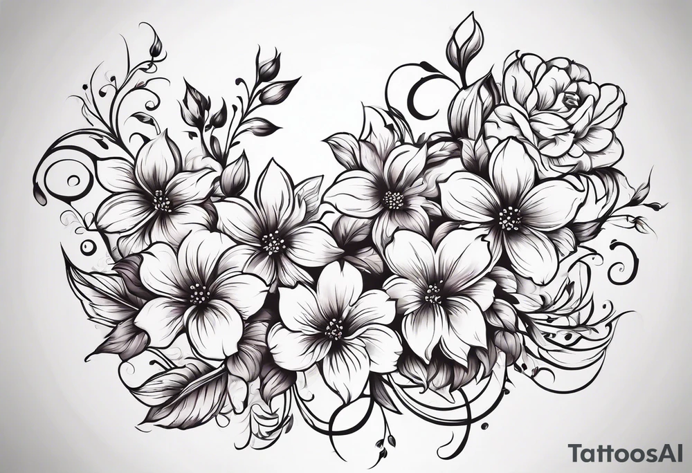 music song vine flowers tattoo idea