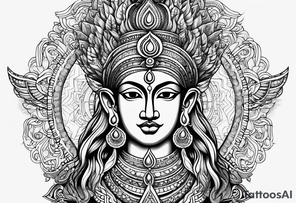 Powerful Lord Vishnu tattoo idea