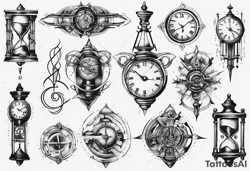 Generate a tattoo idea inspired by the concept of time and its fluidity, incorporating clockwork or hourglass imagery for a meaningful representation on the back of the forearm tattoo idea