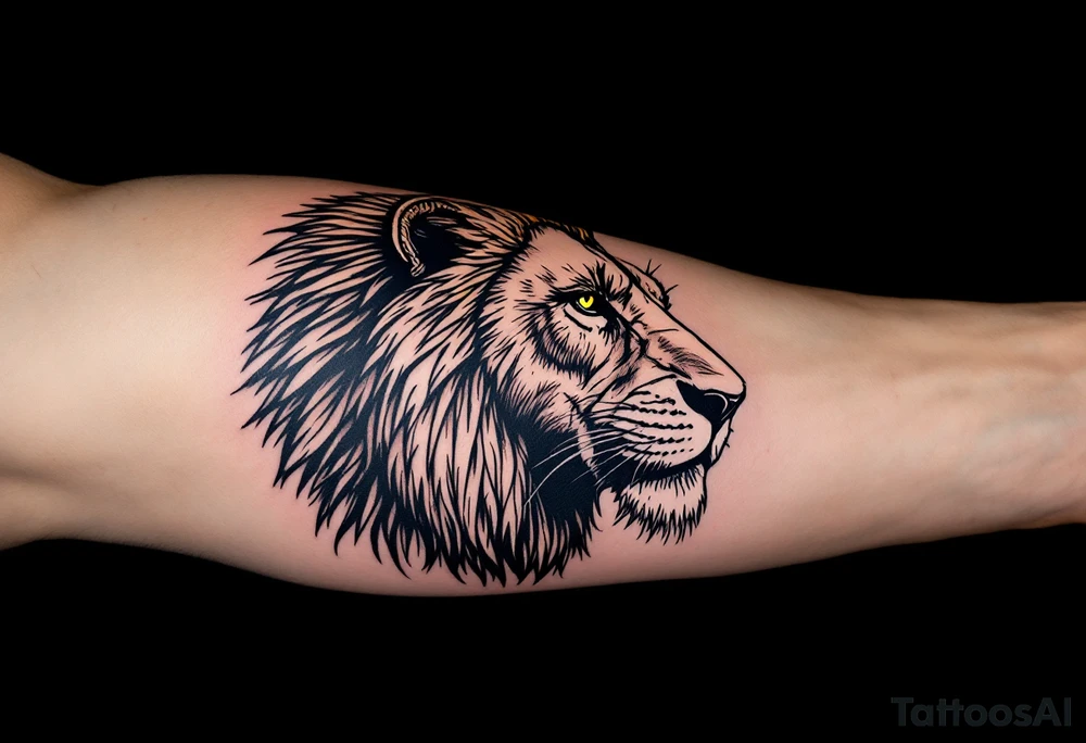 egyptian themed lion (red and black) tattoo idea