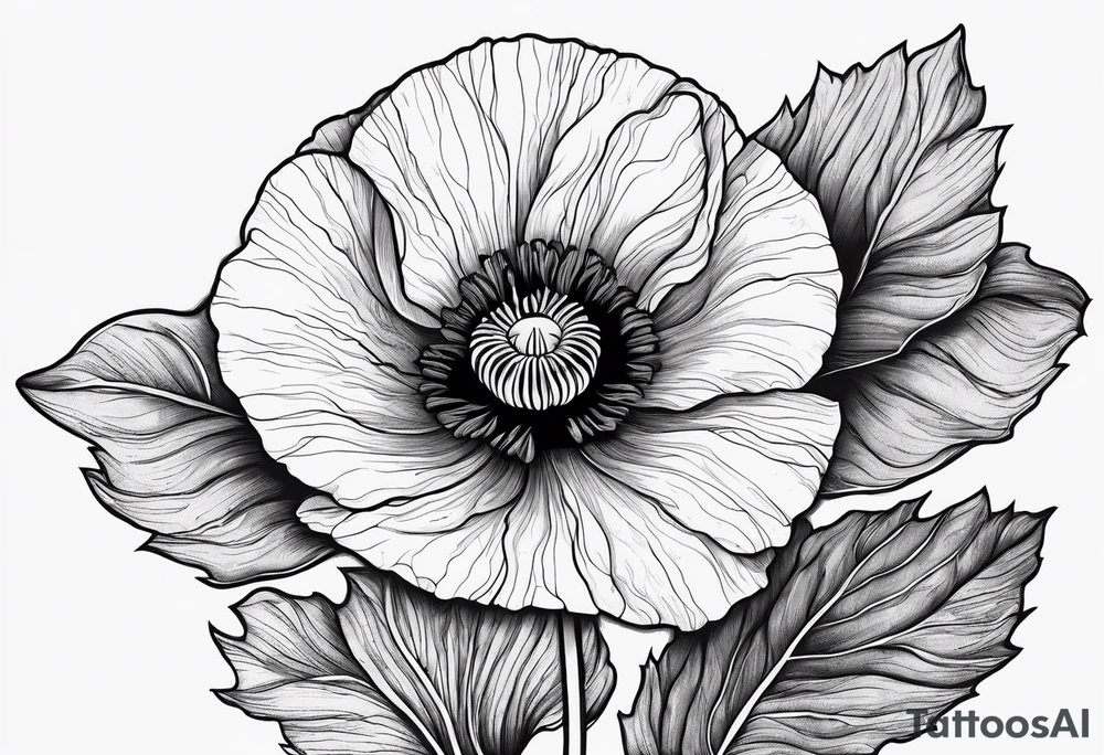 Poppy flower growing from a rock tattoo idea