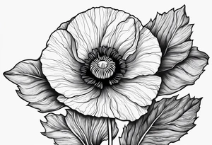 Poppy flower growing from a rock tattoo idea