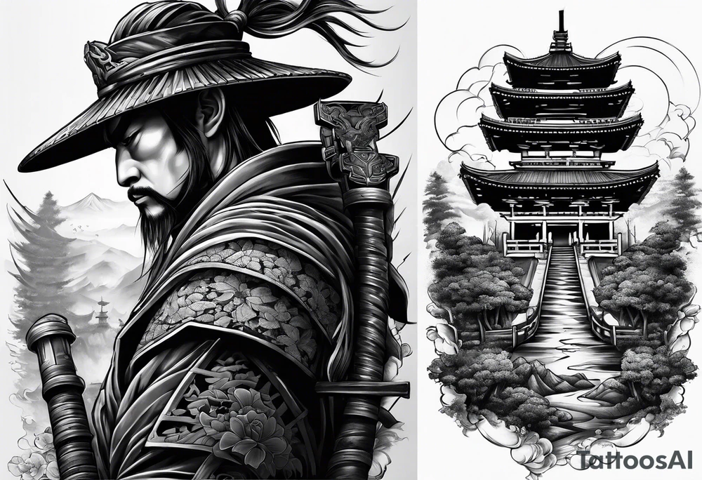 ronin and tower tattoo idea