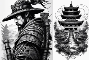 ronin and tower tattoo idea