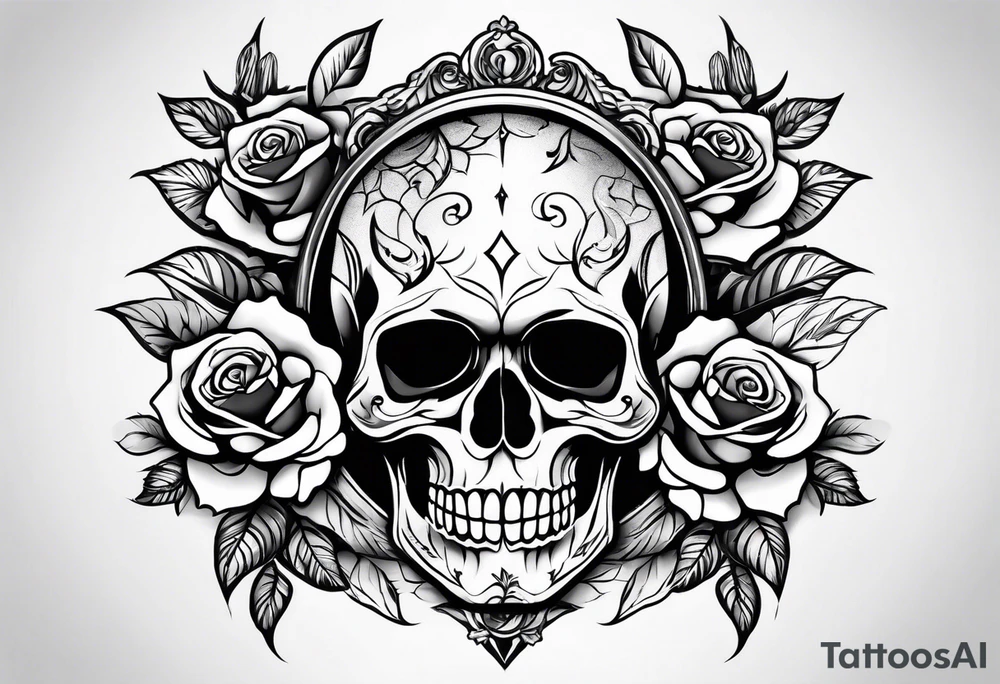 Roses and skull tattoo idea
