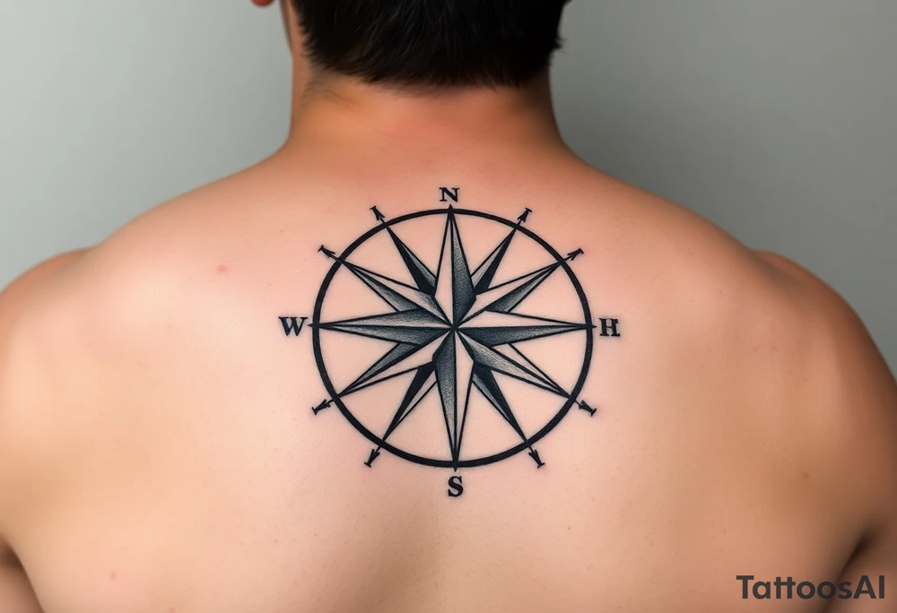Nautical star at a compass with the only direction that points north other directors are broken off with things like failure yourself to seat, death, and other negative aspects of life at the end of each tattoo idea