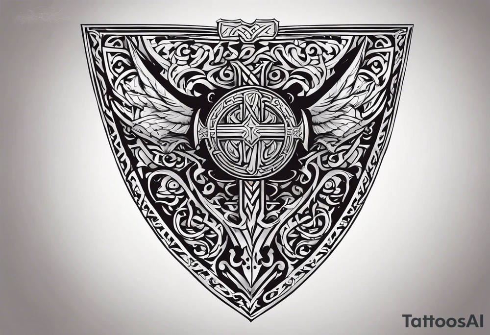 Viking sword Valhalla dragon shield tattoo idea