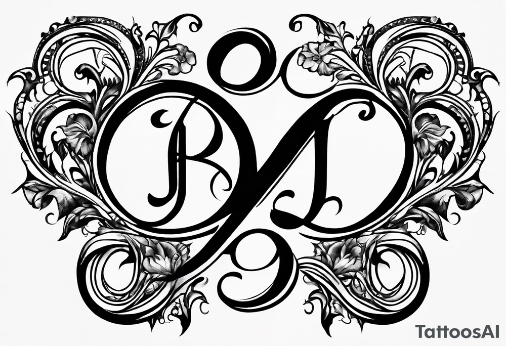 Infinity symbol with a letter B and 2 letter J’s tattoo idea