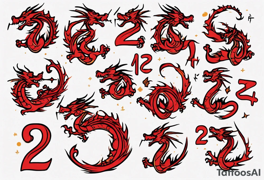 lunar new year tattoo the year 2024 a simplified dragon. Turn the numbers 2024 into a dragon tattoo idea