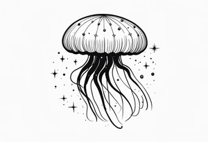 Small jellyfish with Scorpio Star constellation behind it tattoo idea