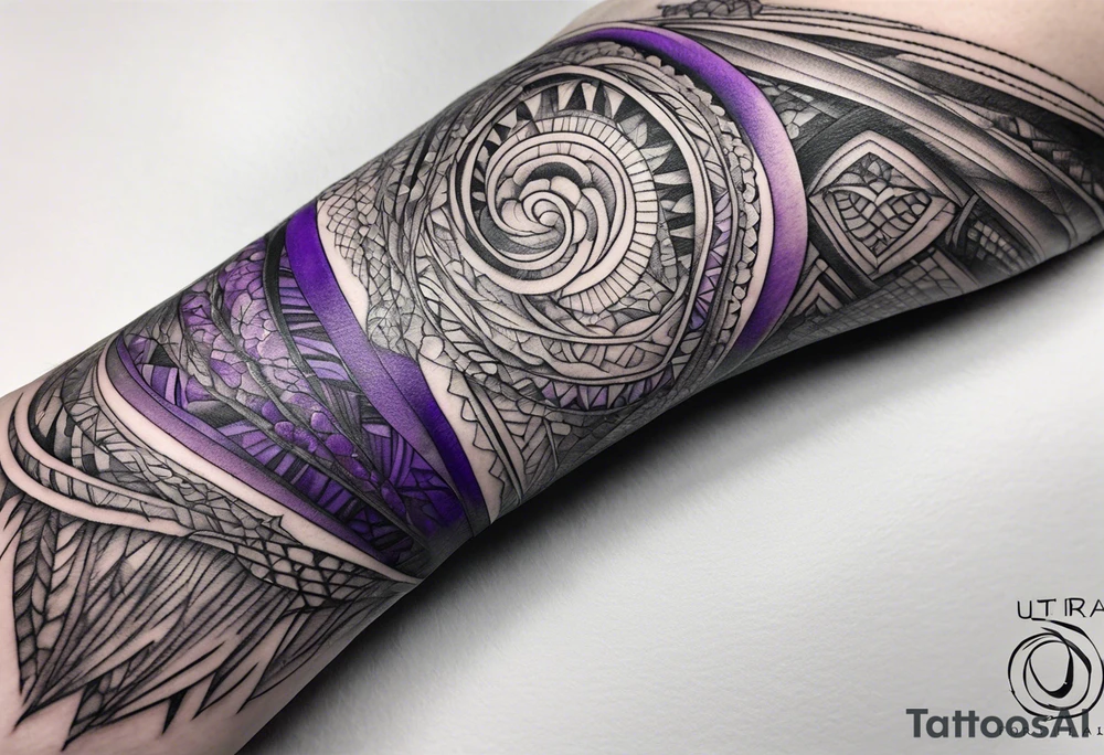 lines around wrist, abstract, black and purple, covered from wrist to forearm, fully covered, no borders, blackwork, no people tattoo idea