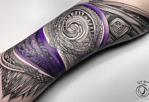 lines around wrist, abstract, black and purple, covered from wrist to forearm, fully covered, no borders, blackwork, no people tattoo idea
