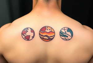 3 planet horizontal tattoo idea