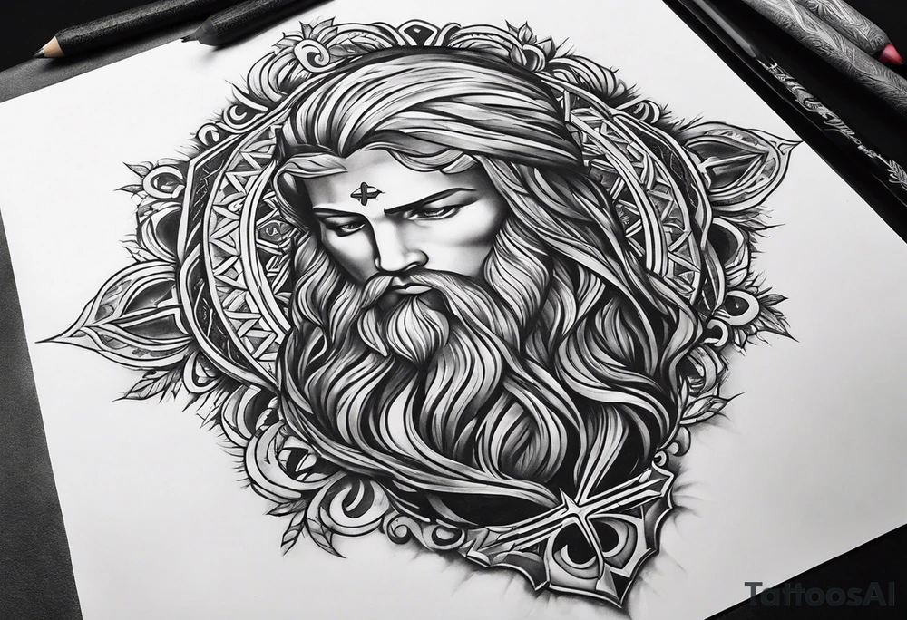 Christian tattoo in realism style that shows Strenght tattoo idea