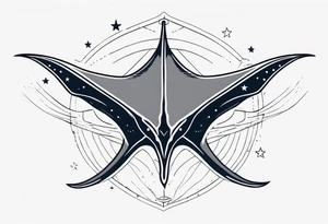 Manta ray with a nautical star inside tattoo idea