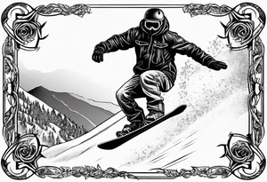 snowboarding in a fine line american tattoo style tattoo idea