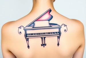 Colorful piano tattoo idea