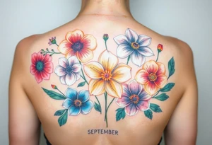birthday month flowers for September January, June, May and July. Do not put months written on it tattoo idea