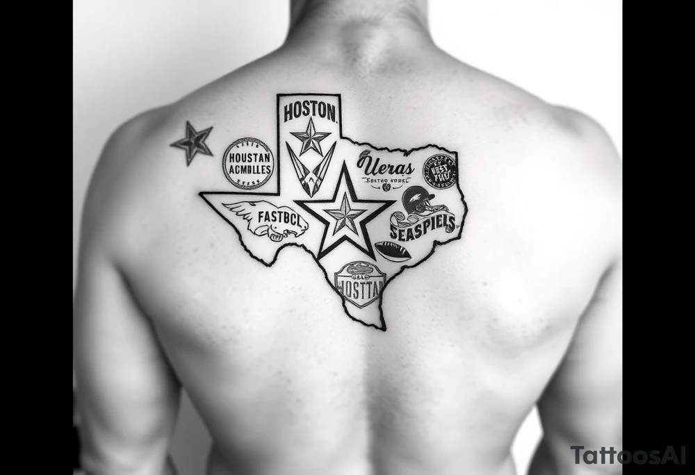 Combine all athletics Houston team logos into one nice one giant Texas tattoo idea