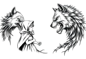 Little red riding hood and big bad wolf tattoo idea