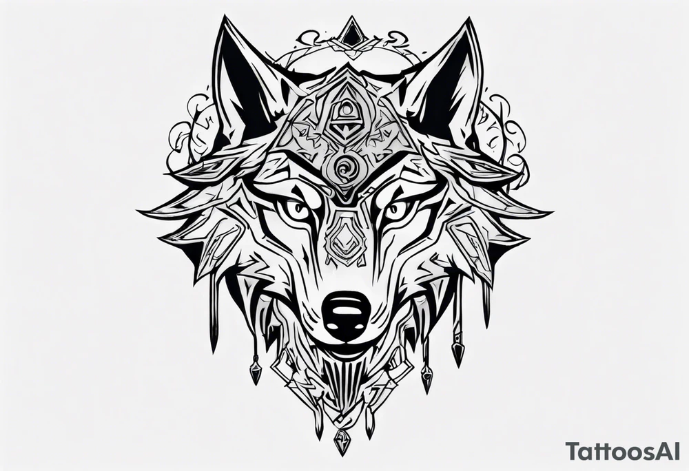 wolf head from zelda twilight princess front tattoo idea