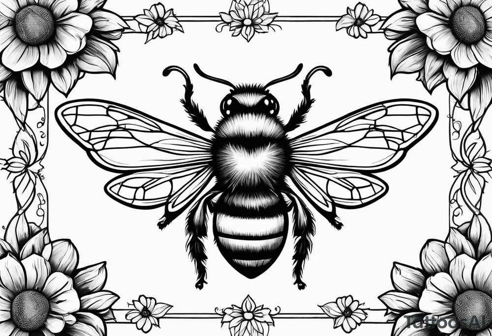 Bumble bee, lemur, sunflower tattoo idea