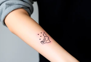 woman playing piano under the stars tattoo idea