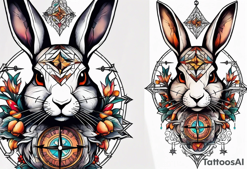 Compass wonderland  dead 
rabbit tattoo idea