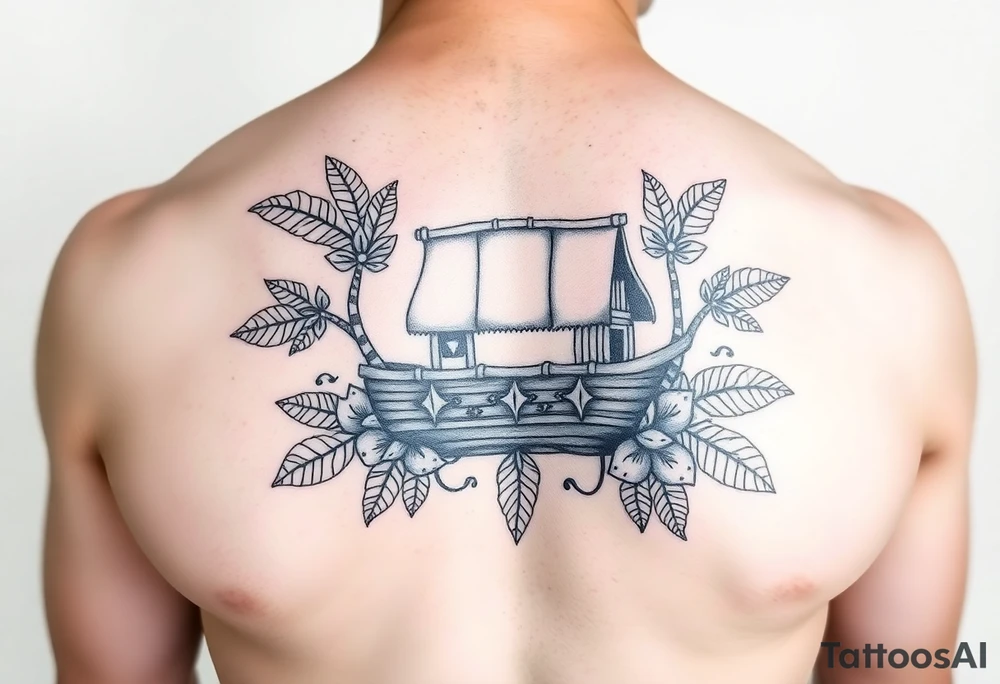 Polynesian noah’s ark tattoo chest piece tattoo idea
