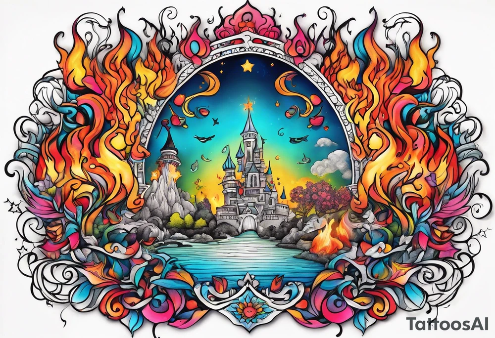 Wonderland on fire tattoo idea