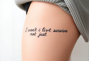 I wan't to live, not just survive in cursive tattoo idea