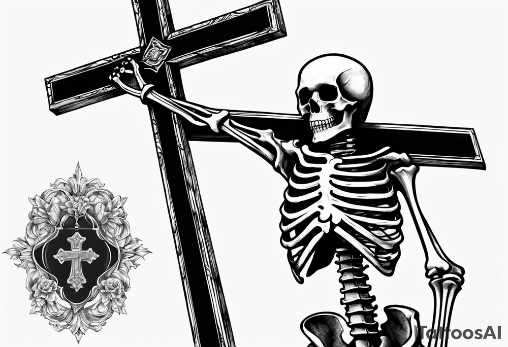 skeleton carrying a cross tattoo idea