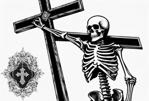 skeleton carrying a cross tattoo idea