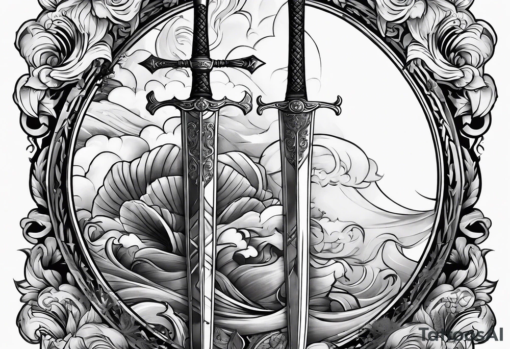 with a juctice emblem a sword and a scale tattoo idea with a juctice emblem a sword and a scale tattoo idea