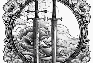 with a juctice emblem a sword and a scale tattoo idea
