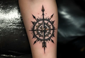 compass/clock with native american arrow tattoo idea