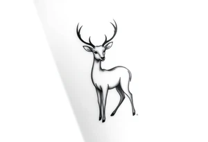 Simplistic shin tattoo of deer. I want the tattoo to emphasize the innocence, calmness, attentiveness, and beauty of the deer tattoo idea