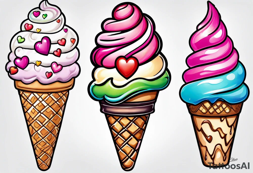 ice cream cone with small heart on it somewhere. tattoo idea