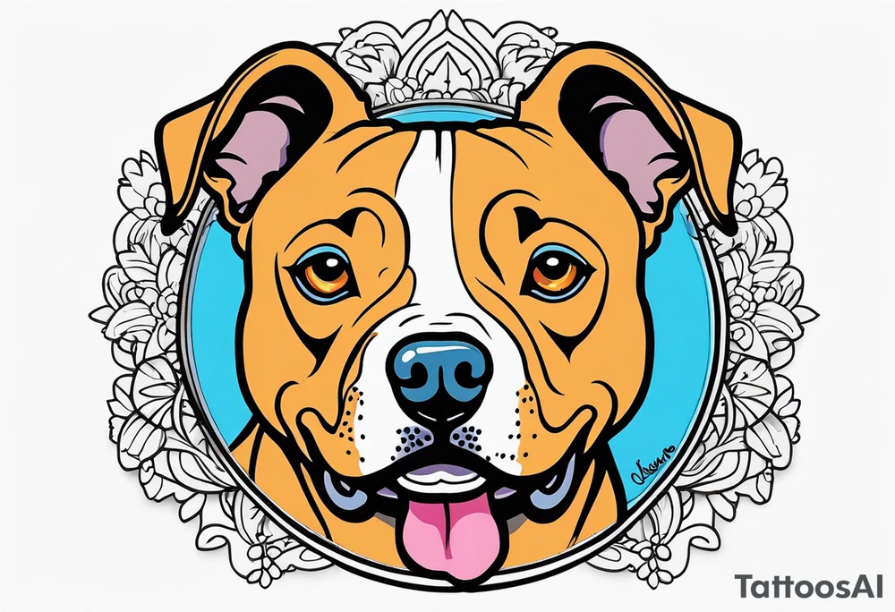 Cookie my pitbull dog outline of ears with her name in cusive at the bottom tattoo idea