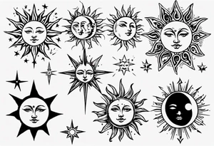 Sun star and moon next to eachother tattoo idea