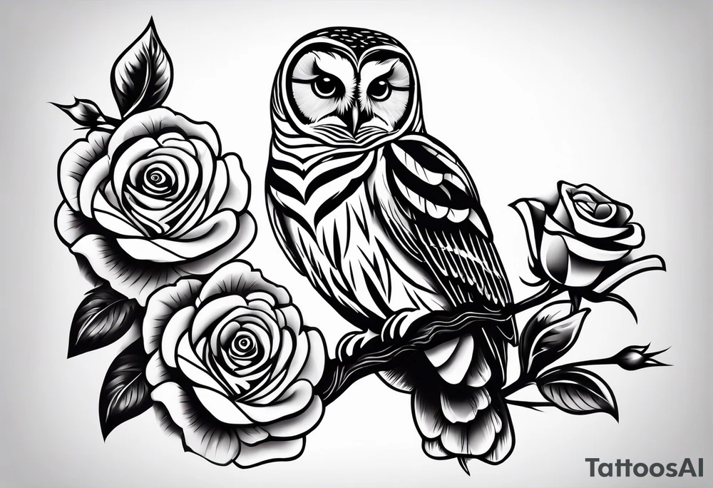 Barred owl and a rose tattoo idea